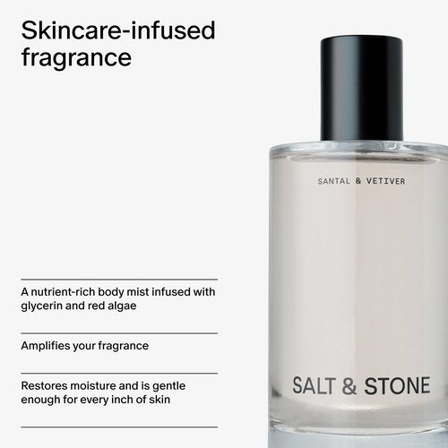 Salt & Stone Body Mist - Santal & Vetiver | Hydrating Hair & Body Spray for All | Vegan & Cruelty-Free, 3.4 fl oz