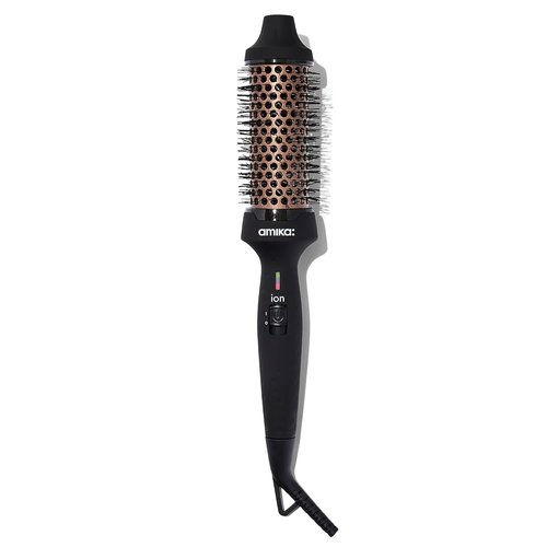 Amika Blowout Babe Thermal Ionic Hairbrush - 1.5" Round Hot Styling Brush for Smoothing, Volume & Shine (Black)