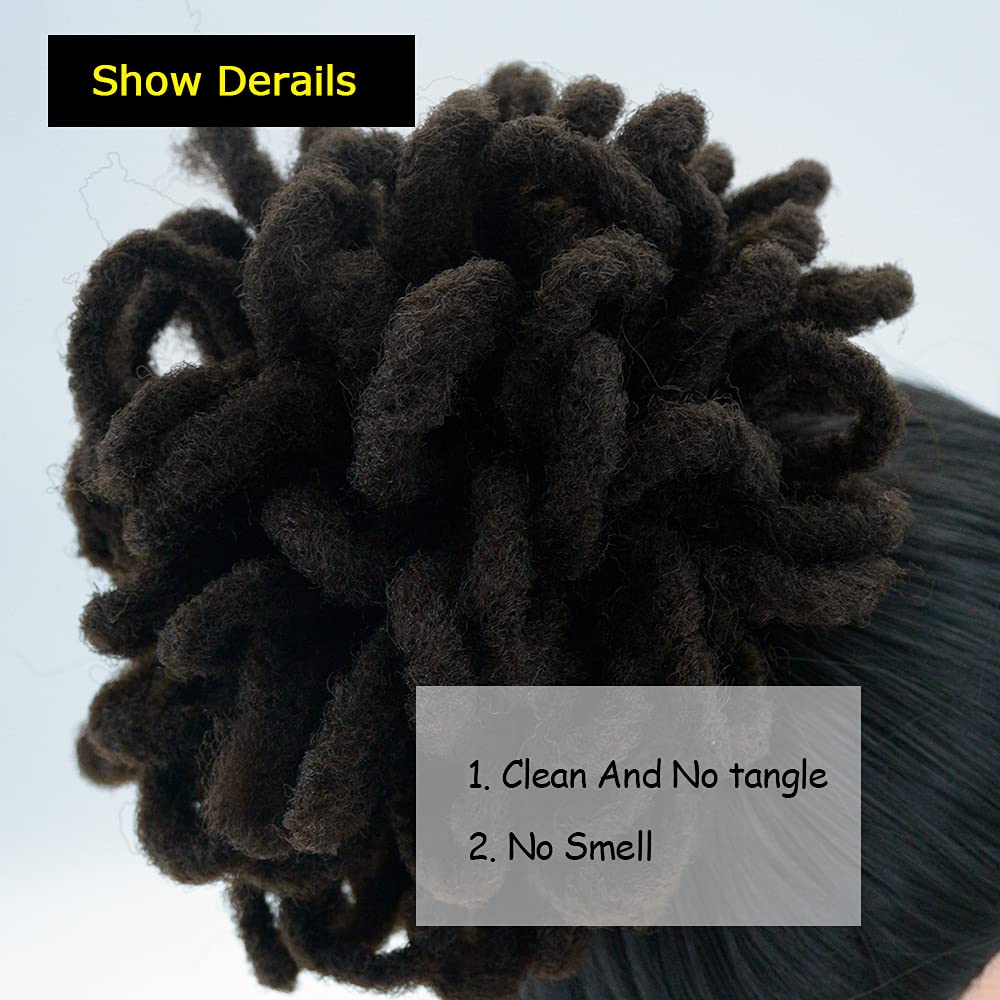 KGBFASS Loc Ponytail Drawstring Dreadlock Bun Petal Curly Faux Locs Braided Ponytails Short Chignon Synthetic Clip in Hair Extensions(4#)