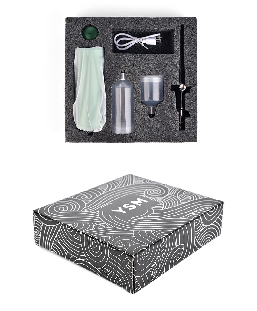 siyuwuro Airbrush Kit with Compressor Rechargeable Cordless 0.3mm Nozzle Airbrush Portable Adjustable Handheld Airbrush Set for Nail Art, Makeup, Painting, Cake Decorating, Green