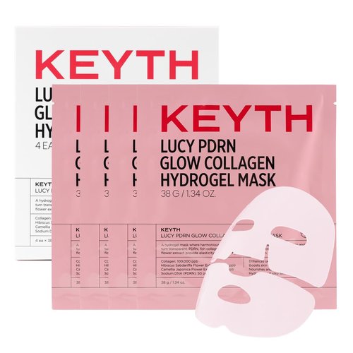 KEYTH Lucy PDRN Glow Hydrogel Mask - Enhance Skin Elasticity & Vitality | 4 Pack, 38g (1.34 oz.)