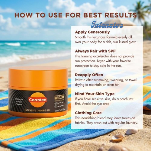 Carroten Mini Intensive Tanning Gels | Browning Tan Accelerator | Non-Greasy, Water-Resistant with Carrot & Coconut Oil | Vitamin A & E For Moisture & Hydration | Travel Size | 1.7 oz (2 Pack)
