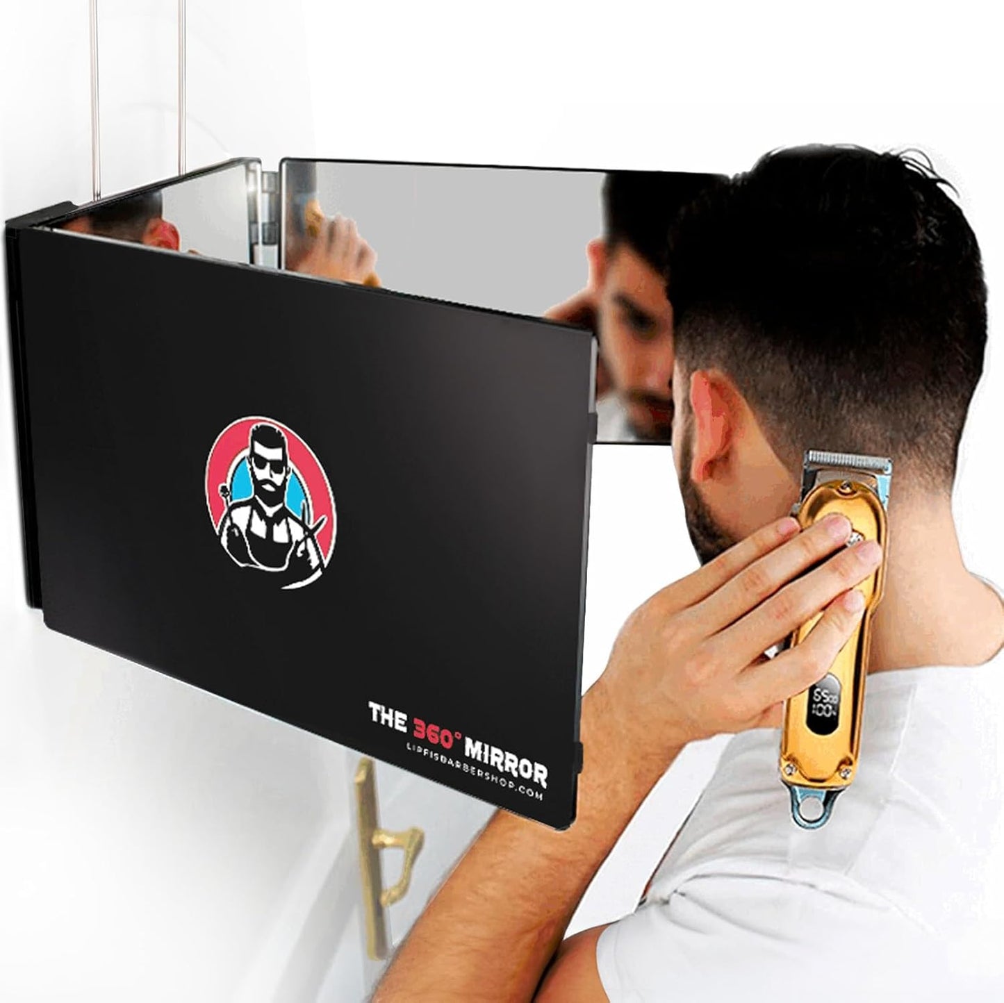 Skiennix 360 Mirror - Adjustable Trifold Barber Mirror for Self Hair Cutting | Three-Sided Design for Men & Women