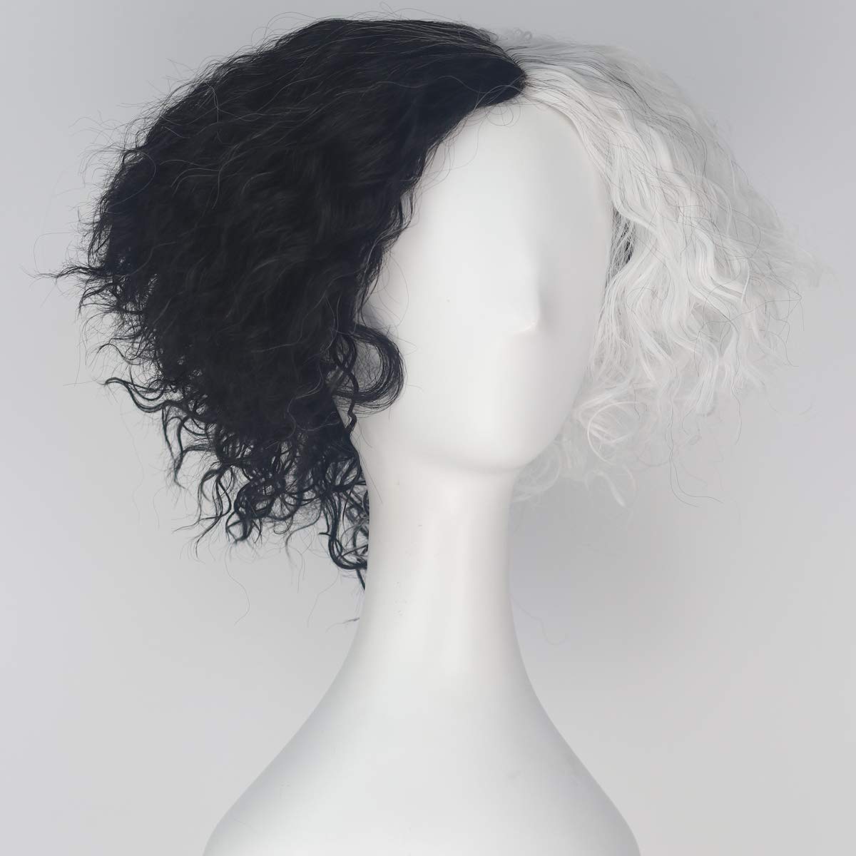 Black and White Wig, Missuhair Women's Synthetic Short Curly Hair Costume Wig Adult Halloween Movie Party Copslay Wig