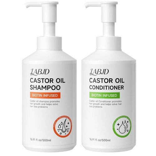 Regine Switzerland Castor Oil Shampoo & Conditioner Set - Strengthen & Restore Thin Hair | Sulfate-Free, 16.9 FL Oz