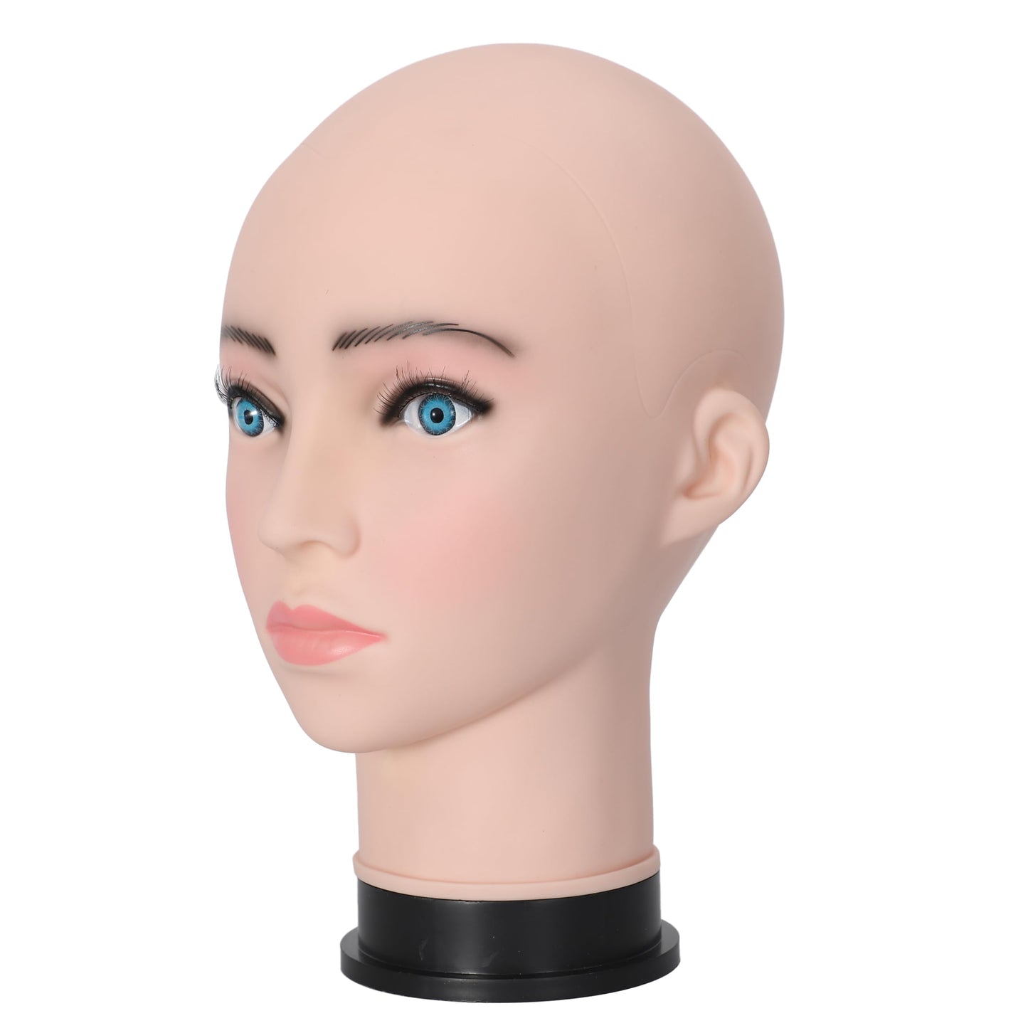 TKIMHEQ Bald Female Mannequin Head 21.6 Inches Big Head Circumference Makeup Training Head Wig Head Professional Cosmetology for Wig Making Hat Helmet Glasses Display Head Model with Clamp Stand