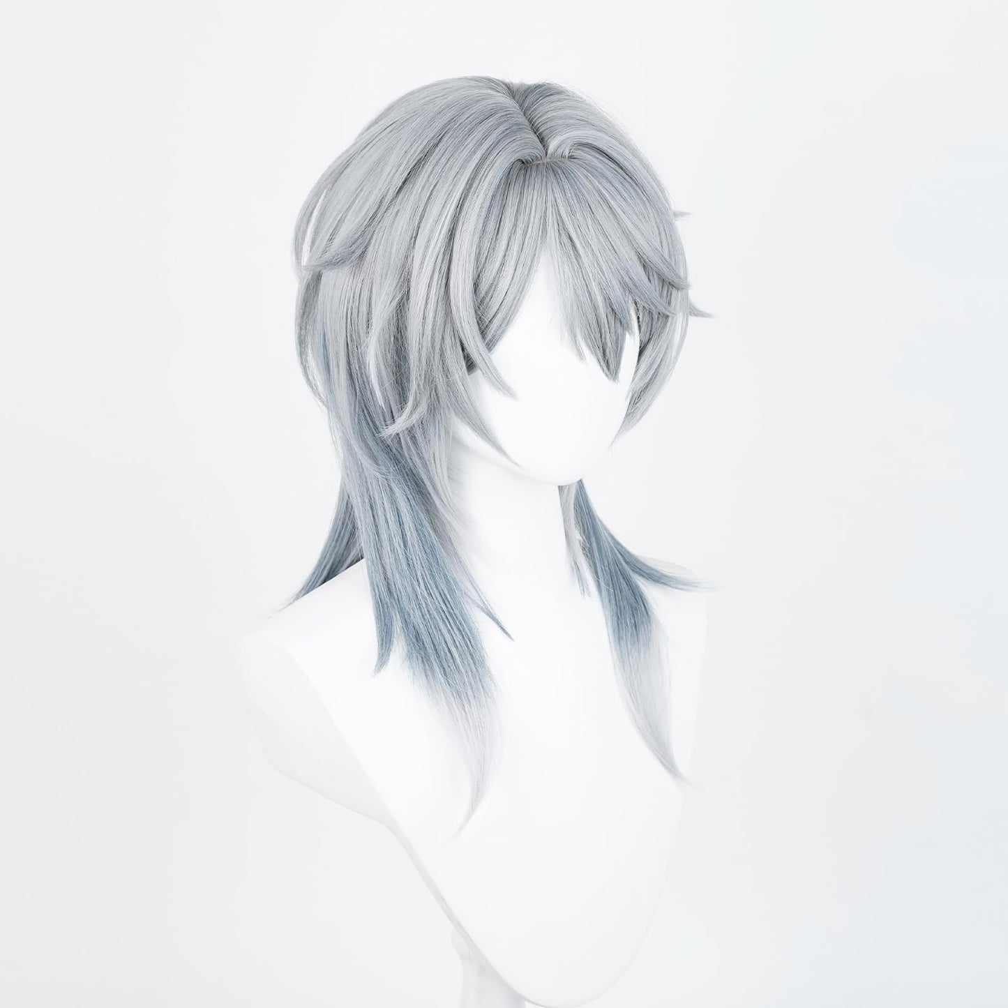 XiongXiongLe Honkai Star Rail Sunday Wig Middle Long Straight Grey Gradient Blue Hair Wigs for Adult Men Cos Anime Game Party Halloween Christmas Comic(Sunday)