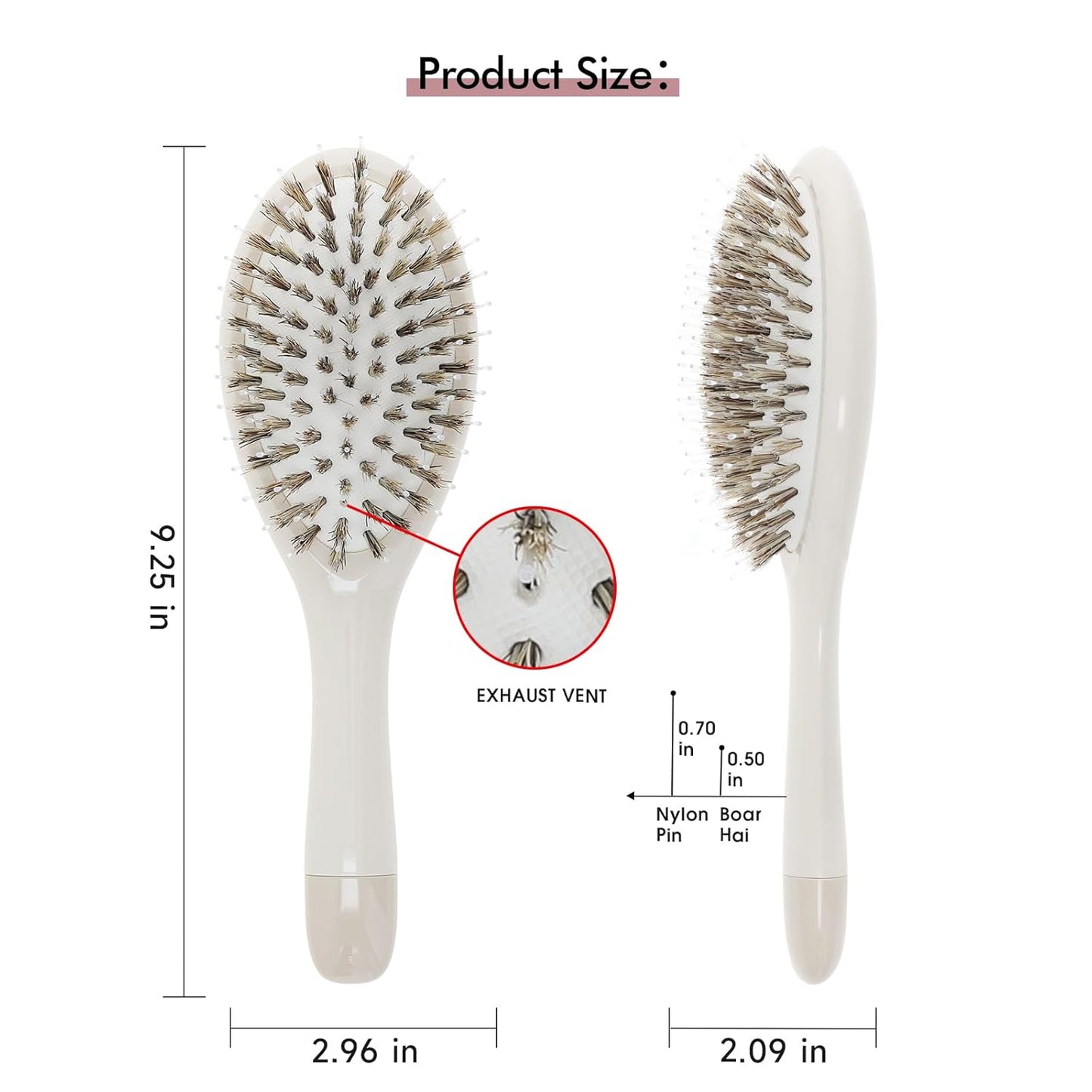 Boar Bristle Hair Brush by [Brand Name] - Smooth & Detangle All Hair Types | Stimulates Scalp & Distributes Natural Oils