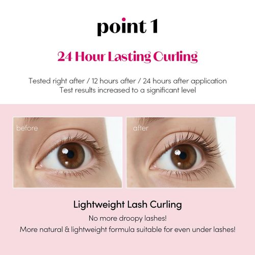 ETUDE Curl Fix Mascara - Long-Lasting, Waterproof Lash Mascara for Strong Curl - Black (0.27 Fl Oz)