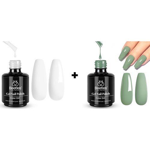 Beetles 1PCS 15ml White Gel Nail Polish and 1PCS 15ml Green Gel Nail Polish
