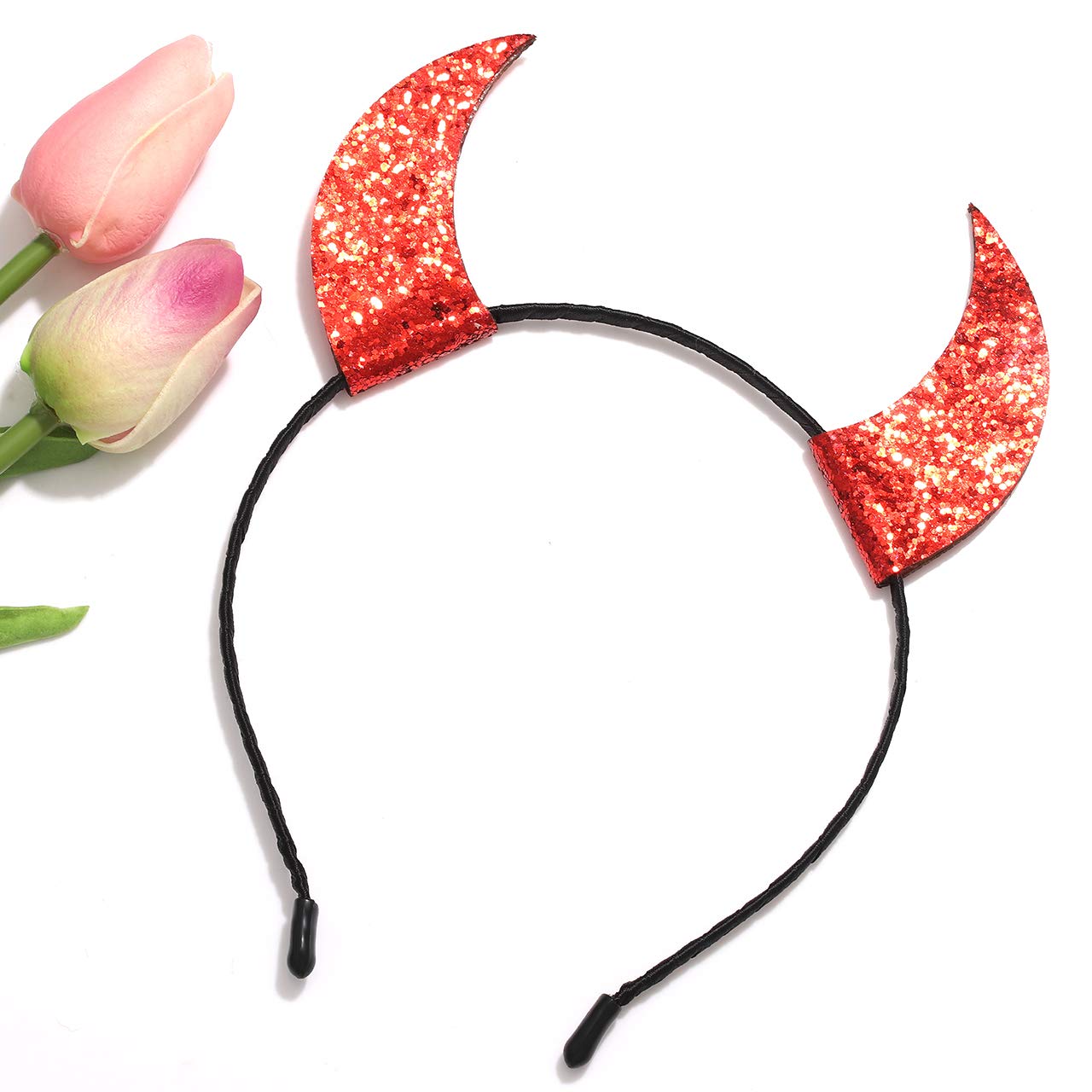 NEVEF Halloween Devil Horns Headband for Girls Shining Halloween Headband Costume Party Accessory for Women Men Boys (Shining Devil Horns Headband)