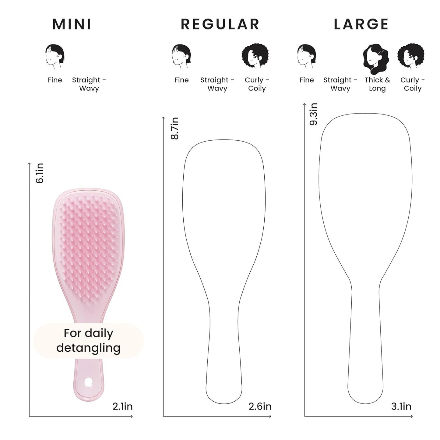 Tangle Teezer Ultimate Detangler Brush - Travel-Size Mini Hair Brush for Straight to Wavy Hair, Millennial Pink