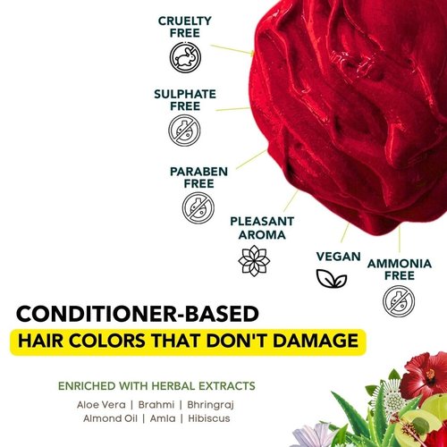 Paradyes Rubra Red Semi Permanent Conditioner Based Hair Color Enriched with Vegan, Natural and Herbal Hair dyes - lasts up to 8-10 washes (4.2 oz)