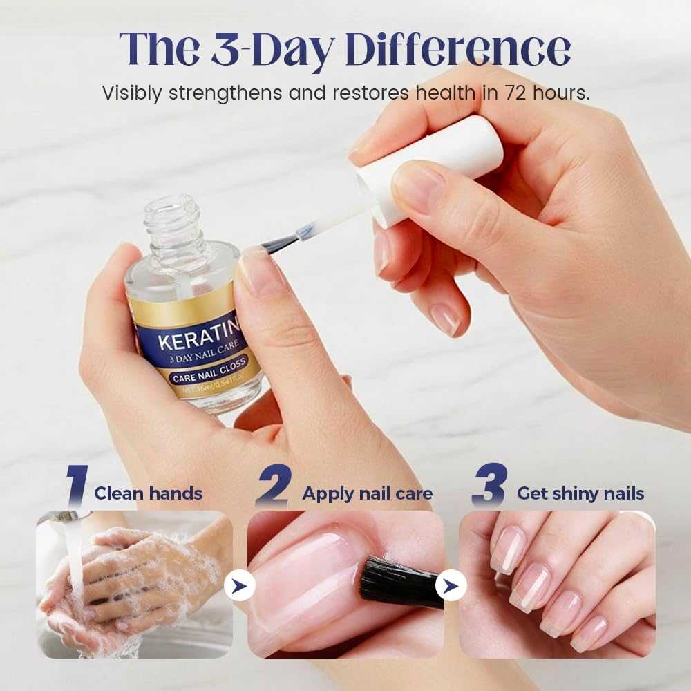 Keratin Nail Care Oil, Keratin & Amino Acid Nail Strengthening Oil, 3-Day Intensive Care for Dry & Brittle Nails, Fast Hydration & Repair Treatment (1pcs)