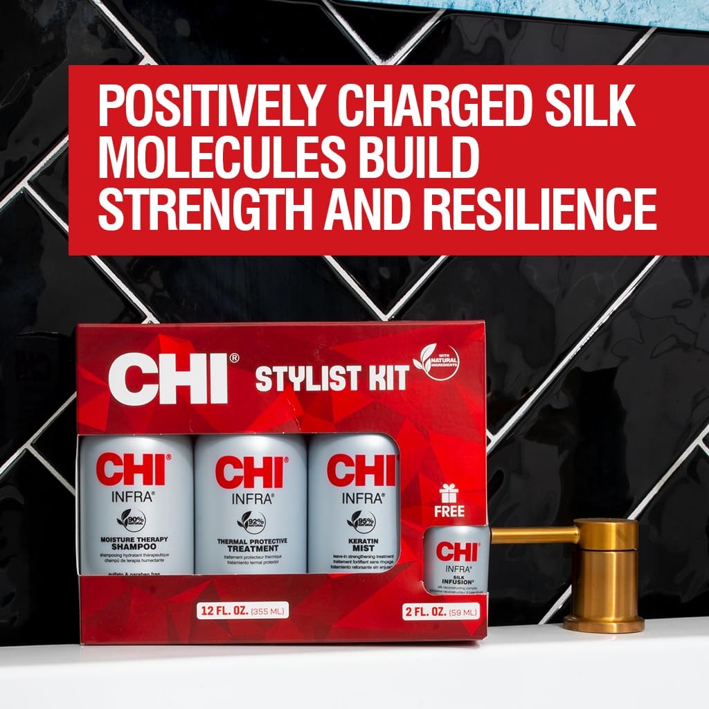 CHI Home Stylist Kit - 12 Oz Infra Shampoo, Treatment & Keratin Mist | Sulfate-Free & Cruelty-Free