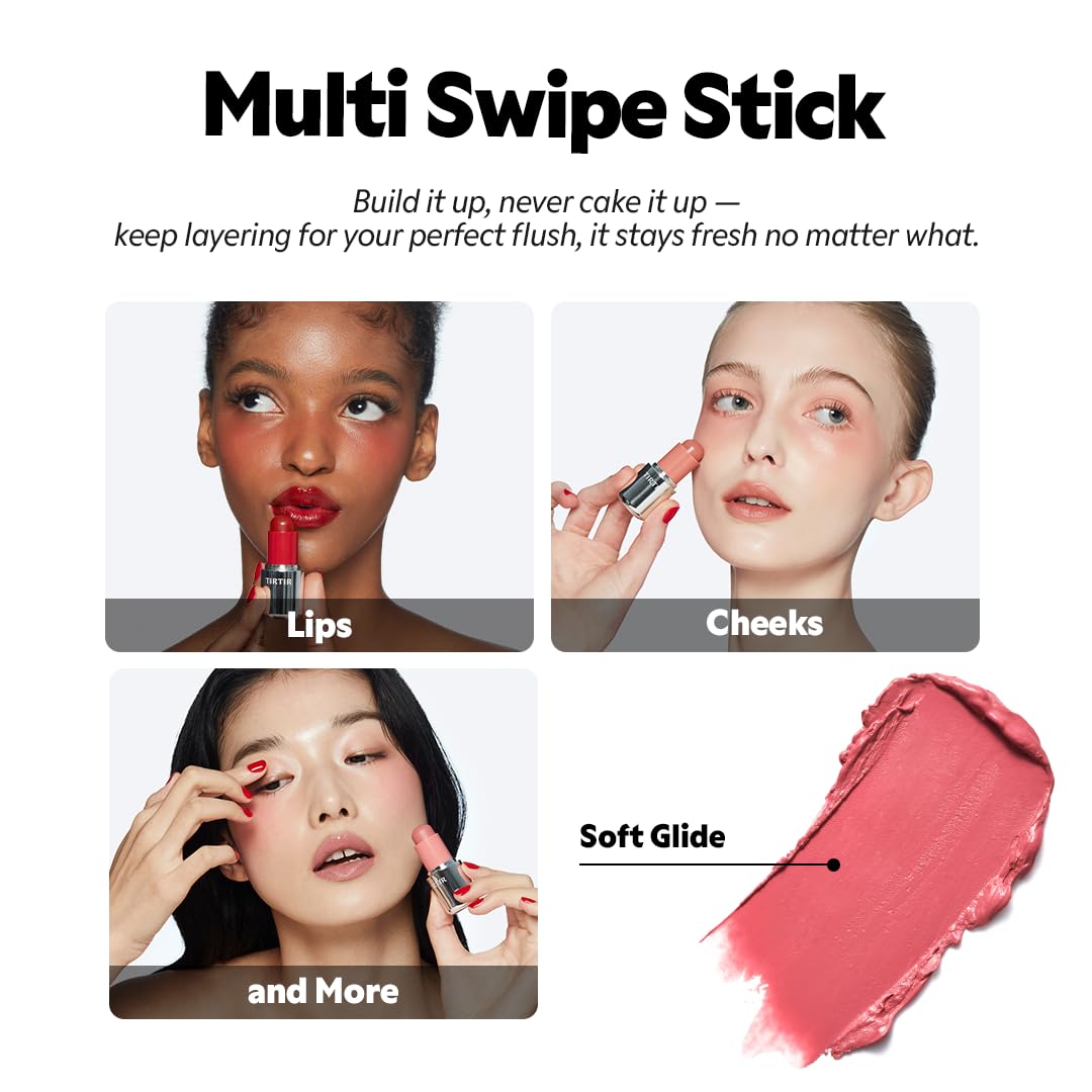TIRTIR Mood Glider Lip & Blush Stick - Multi-Use Creamy Formula for Natural Glow | Color #02 Rose Drizzle, 0.13 Oz