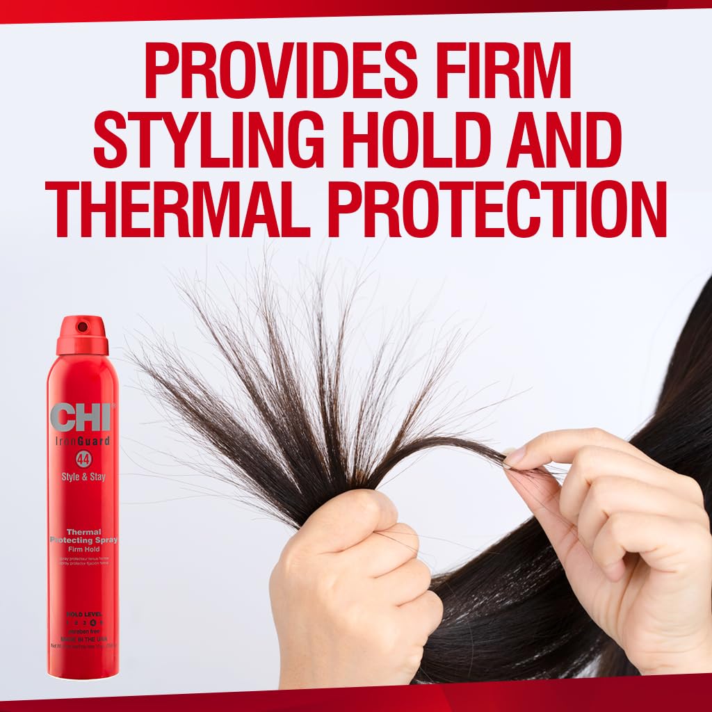 CHI 44 Iron Guard Firm Hold Protecting Spray - Heat Protectant & Hairspray, 10 Oz | Sulfate-Free