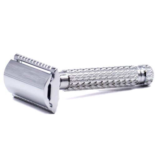 Parker 94R Double-Edge Safety Razor - Chrome-Plated Brass, Standard-Length Handle + 5 Premium Blades