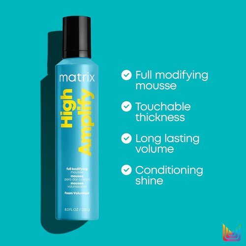 Matrix High Amplify Foam Volumizer Mousse - Lightweight Volume & Shine for Fine Hair | 11.3 Fl Oz