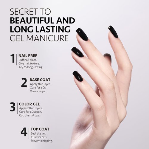 GAOY Black Gel Nail Polish, 16ml Color 1001 Soak Off UV Light Cure Gel Polish for Nail Art DIY Manicure at Home