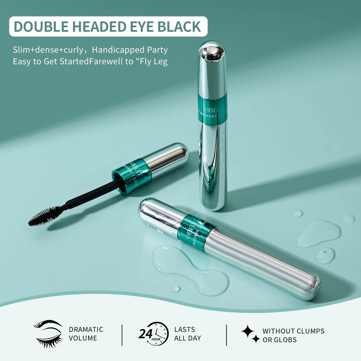 Skiennix 2-In-1 Mascara - 5X Longer Waterproof Lash with Natural Lengthening & Thickening Effect