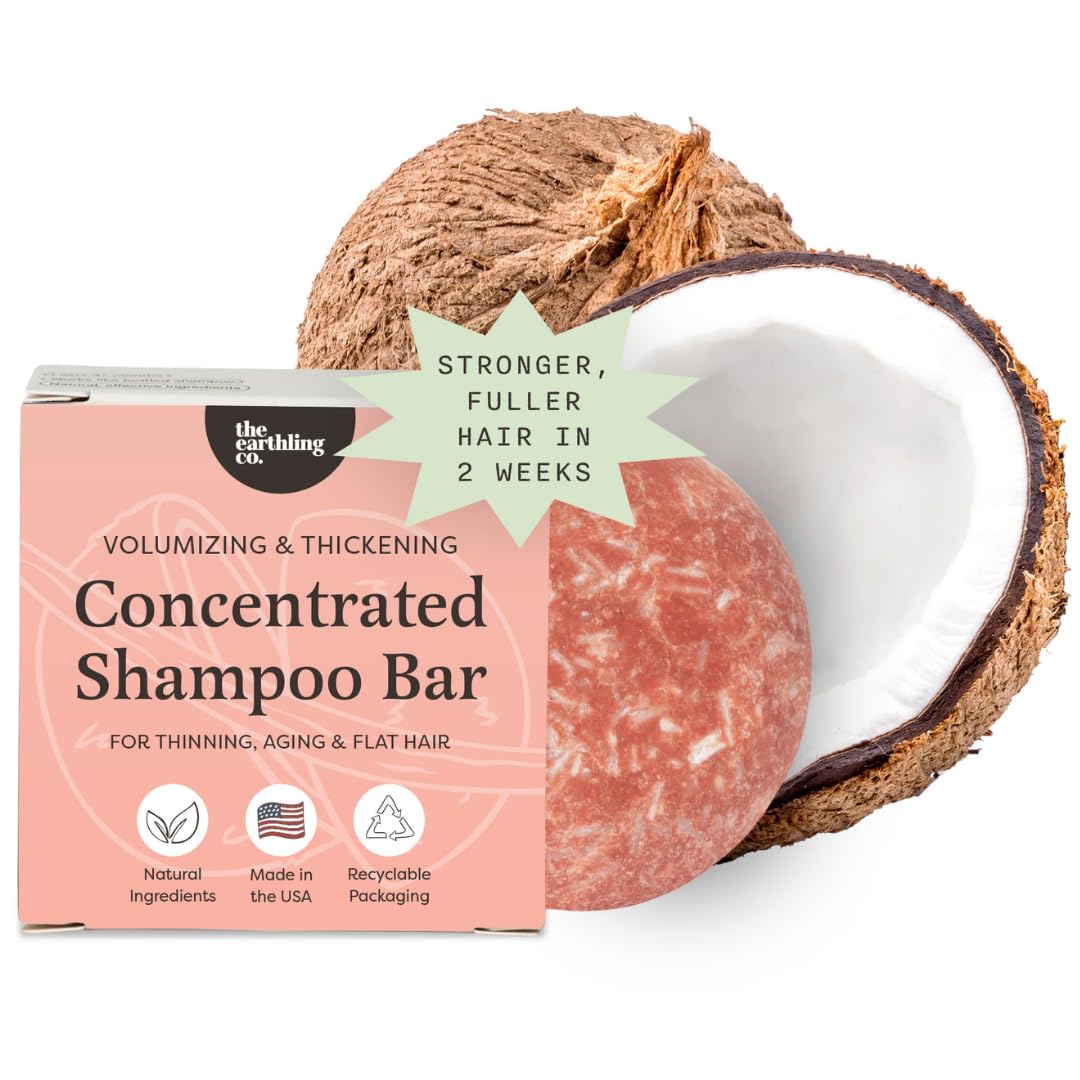 The Earthling Co. Shampoo Bar - Promote Hair Growth & Volumize All Hair Types - Vegan Formula (Vanilla Coconut, 3 oz)
