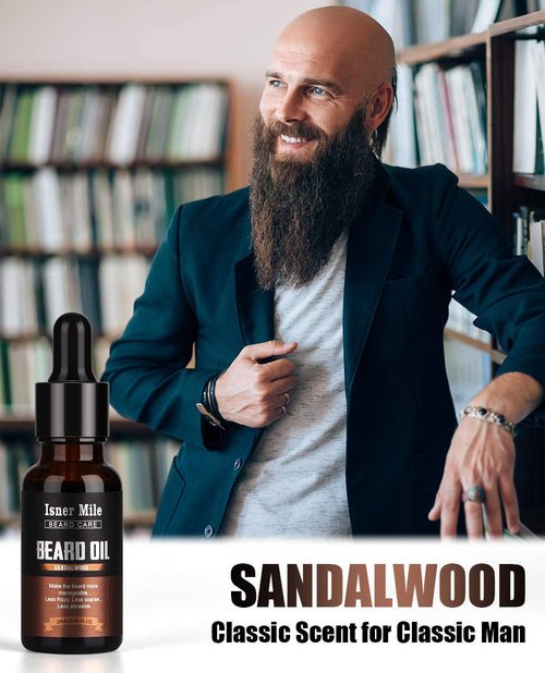 ISNER MILE Beard Oil Kit - 5 Pack Sandalwood, Orange, Cedarwood & Sage - Perfect for Beard Care & Gifts