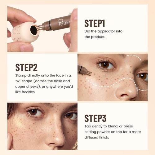 MINXUEYEN Freckle Stamp- Waterproof Faux Freckle Pen, 5-Point Quick Dry Fake Freckles, Natural-Looking Lifelike Freckle Stain, Magic Freckle Makeup Marker, Faux Freckle Stamp for Sunkissed Makeup
