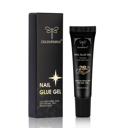 COLOURSMILE 15ml Strong Gel Nail Glue - Lamp Cured Soak Off, Adhesive for Acrylic Fake Nails, Tips Extension & Press On Gelly Nails