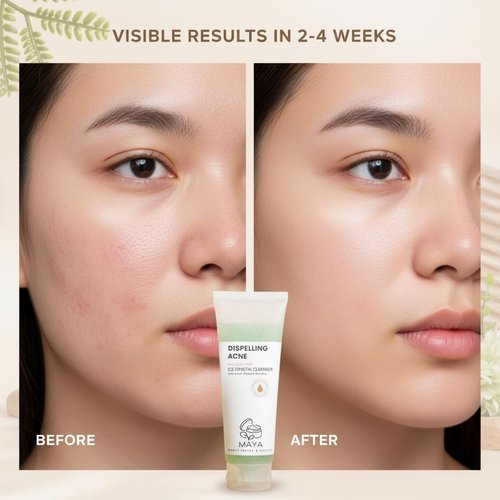 MAYA Ice Crystal Salicylic Acid Cleanser - 2% BHA Acne Face Wash with Green Tea & Bamboo | Exfoliating 120g