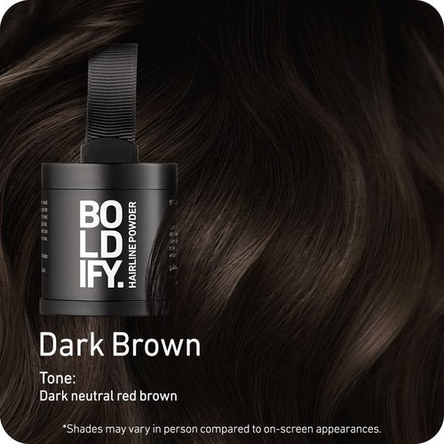 BOLDIFY Hairline Powder - Water-Resistant Root Touch-Up for Gray Coverage | 10g Dark Brown, 24-Hour Stain-Proof
