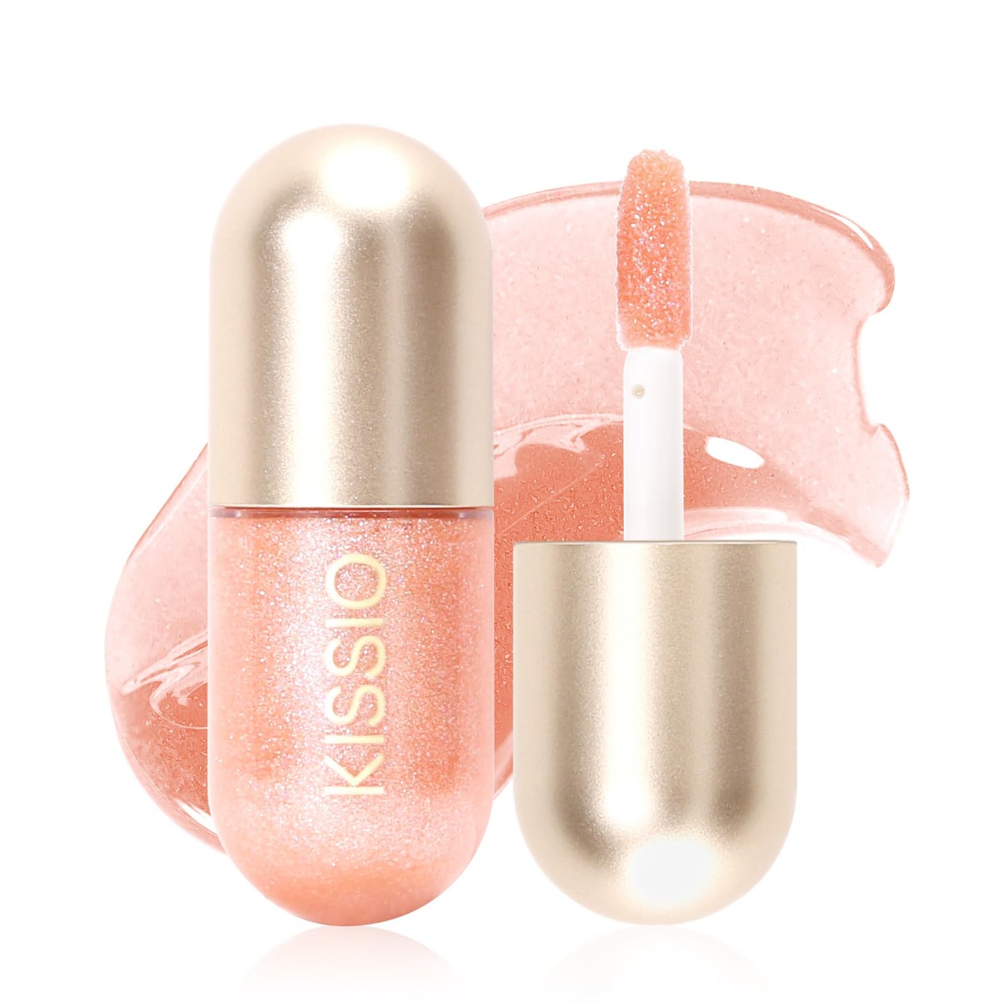 KISSIO Lip Plumper,Color Lip Plumper Gloss,Shimmer,Lip Enhancer,Plant Extracts Plumping Lip Serum,Moisturizing Lip Gloss for Fuller Lips and Hydrated Beauty Lips 5.5ml (01 Lemonade)