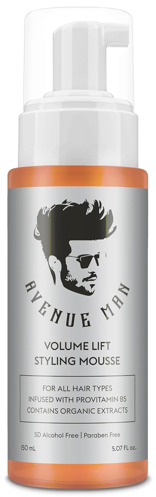 Avenue Man Volume Lift Mousse - 5.07 oz Hair Foam with Argan Oil & Silk Protein for Strong, Thick Hair | Alcohol & Paraben Free