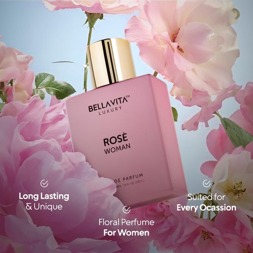 Bellavita Luxury Rose Eau de Parfum - 100 ml | Fresh Floral Peach & Jasmine | Long-Lasting Women's Fragrance