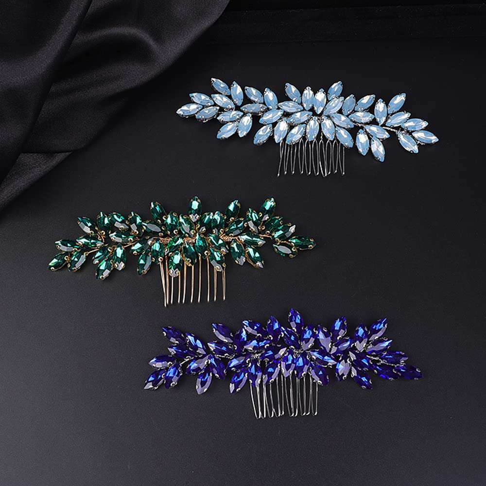 Jumwrit Bride Wedding Hair Comb Rhinestone Bridal Hair Comb Wedding Headpiece Handmade Hair Accessories for Bridesmaid Women Girls(Opal)