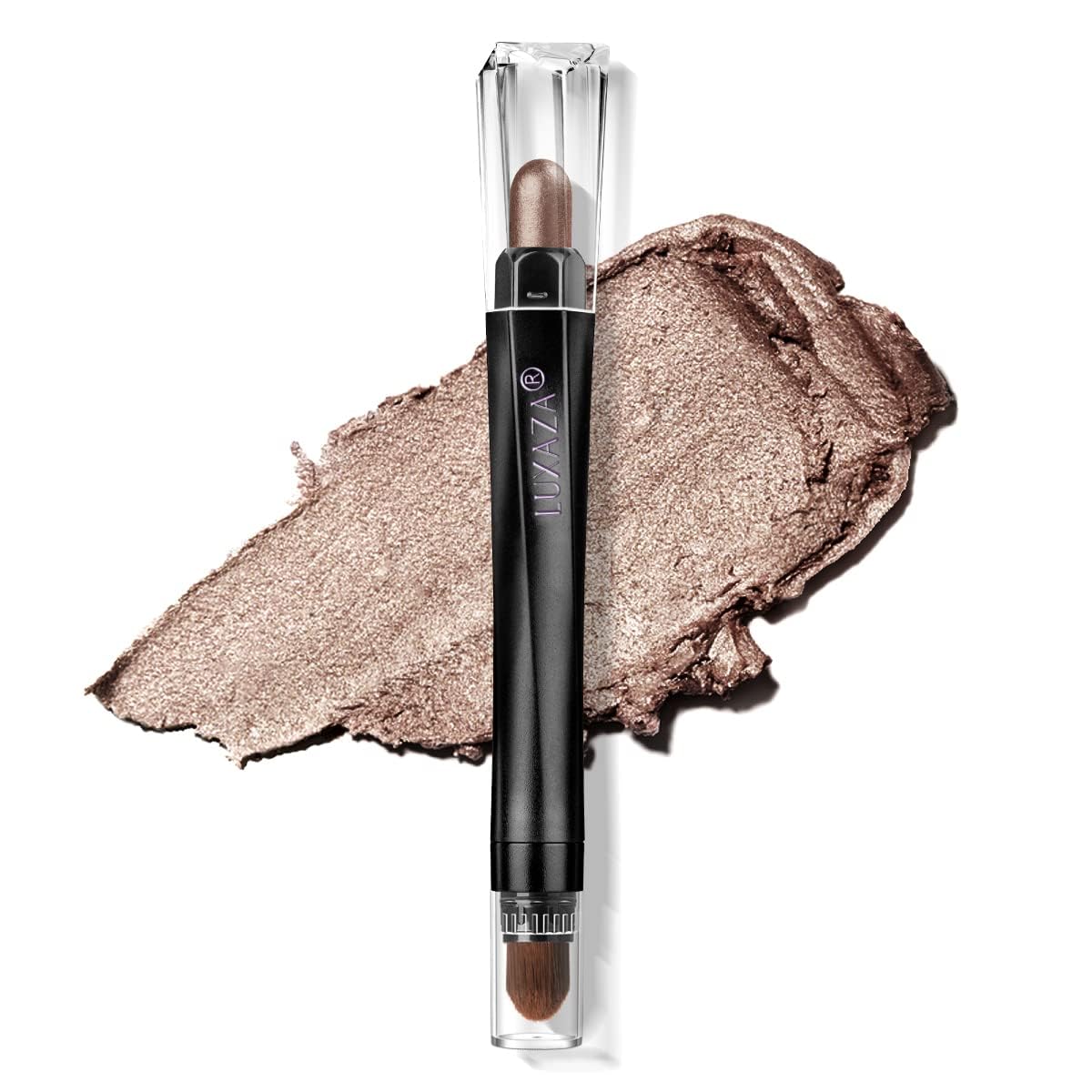 Cream Single Eyeshadow Stick with Blending Brush, Hypoallergenic Eye Shadow Sticks Makeup, Pro Waterproof & Long Lasting Eye Brightener Stick, Eyeshadow Pencil Crayon Shimmer #74