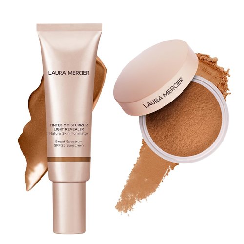 Laura Mercier Tinted Moisturizer - Light Revealer SPF 25, Luminous Finish, Shade 5N1 Walnut | Translucent Loose Talc-Free Setting Powder, Ultra-Blur, Shade Medium Deep