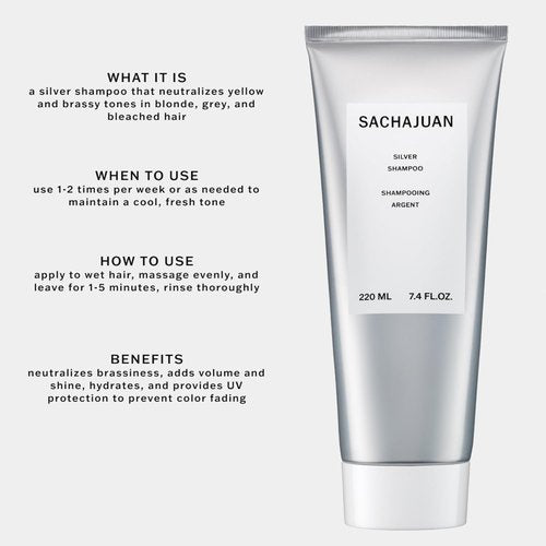 SACHAJUAN Silver Shampoo - Purple Shampoo for Blonde & Gray Hair | Neutralizes Yellow Tones | 7.4 fl oz