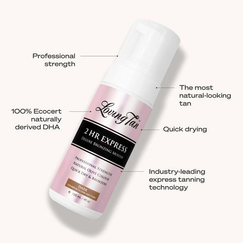Loving Tan 2 HR Express Self Tanning Mousse, Dark - Streak-Free, Professional Quality | 4 FL Oz, Cruelty-Free