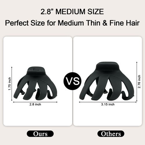 2.8 Inch Medium Octopus Hair Clips for Women, Matte Claw Clips for Thin Hair, Strong Hold Non-slip Spider Octopus Clip for Fine Hair Jaw Clips