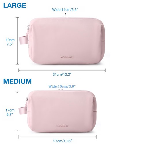 BAGSMART Toiletry Bag for Men, Travel Toiletry Organizer Dopp Kit Water-resistant Shaving Bag for Toiletries Accessories, Door Room Essentials,Pink-medium