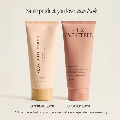 Lux Unfiltered N°32 Summer Skin Body Sculpting Gradual Tanning Lotion - Firming Self Tanner with Peptides & Caffeine - Vegan & Cruelty-Free, Sandstone