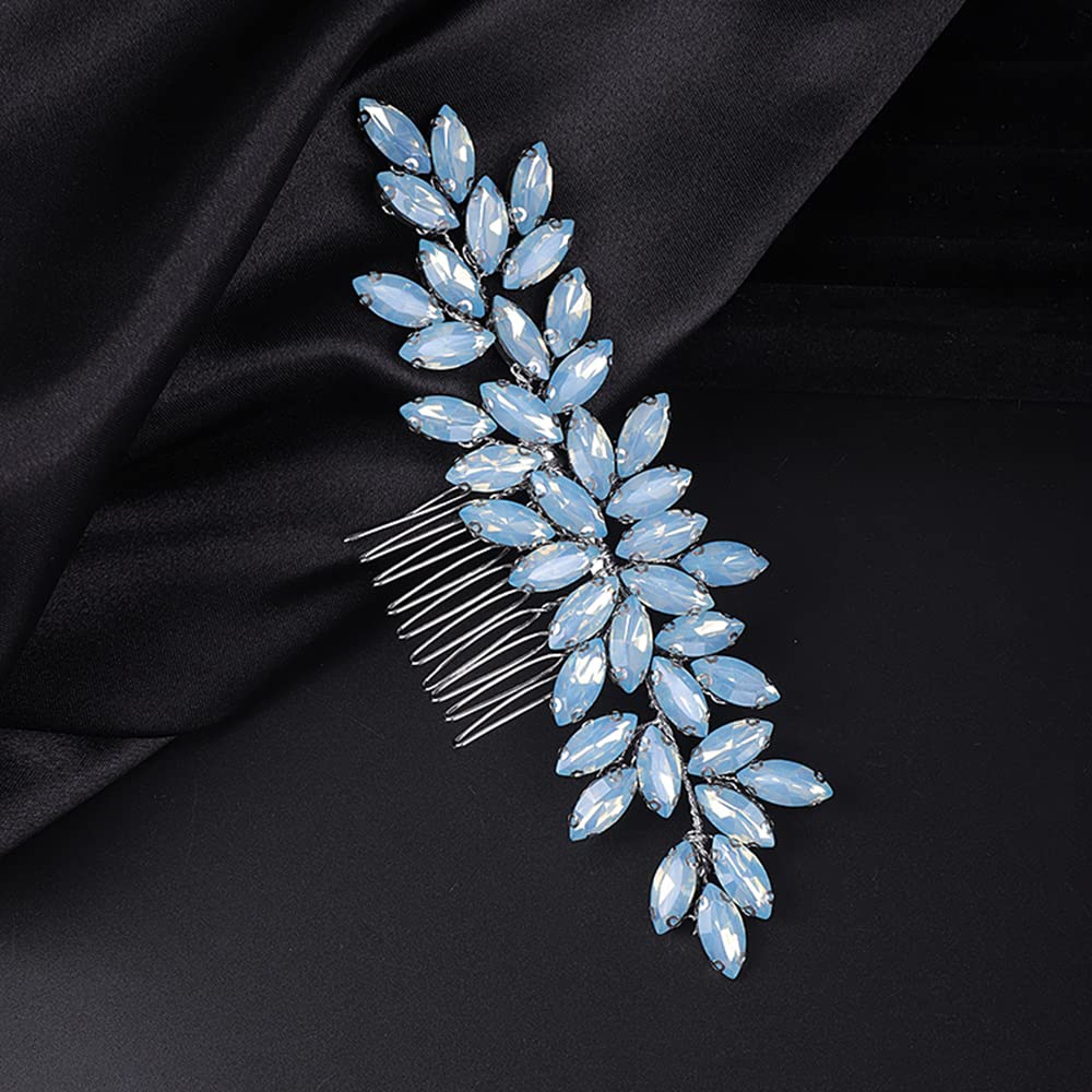 Jumwrit Bride Wedding Hair Comb Rhinestone Bridal Hair Comb Wedding Headpiece Handmade Hair Accessories for Bridesmaid Women Girls(Opal)