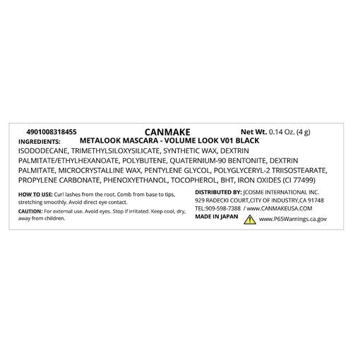 CANMAKE - Volume Look Oil-Based Mascara with Ultra Fine Comb - V01 Black - 0.14oz (4g)