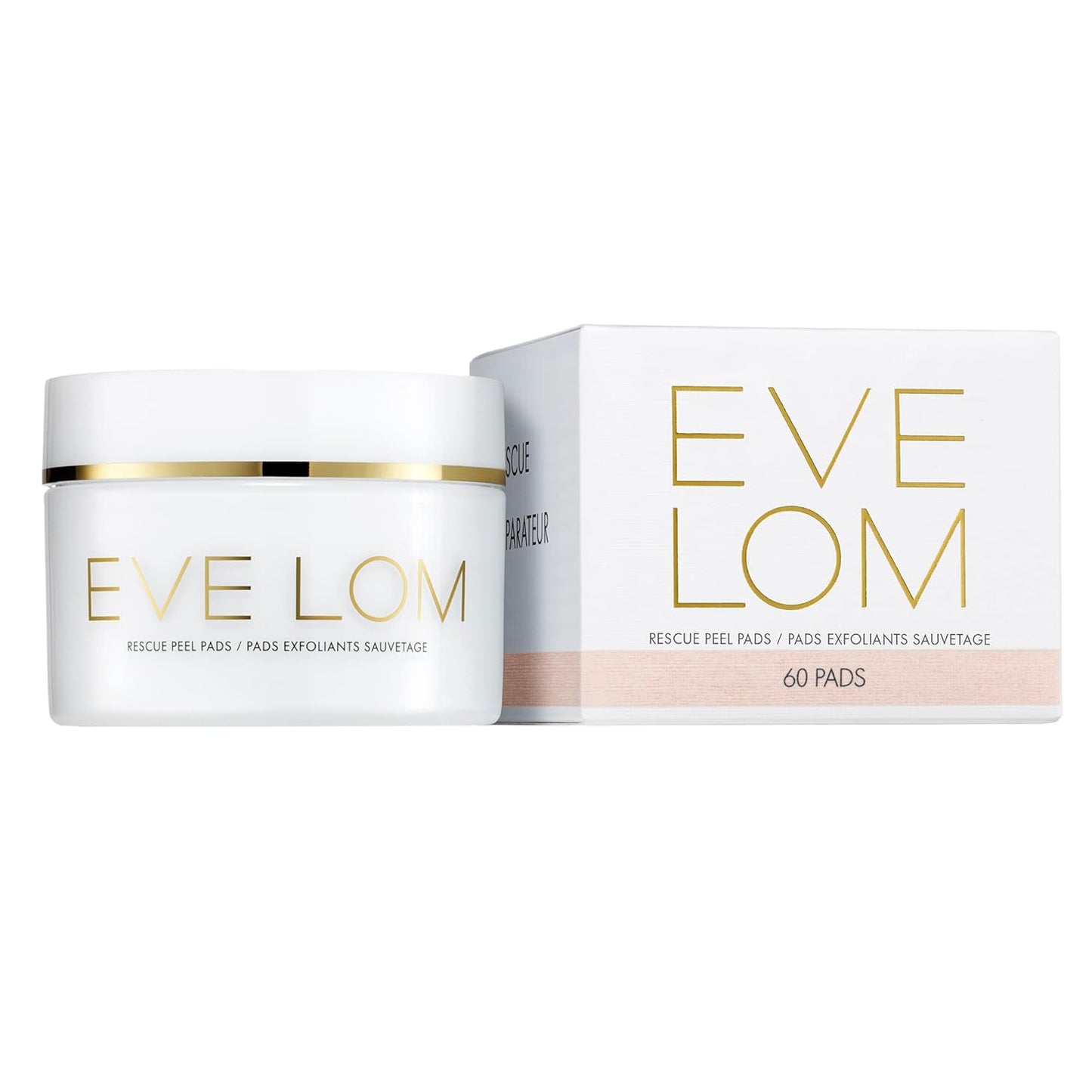 EVE LOM Rescue Peel Pads - Daily Exfoliating Skincare with AHA, PHA & BHA - 60 Biodegradable Pads for All Skin Types
