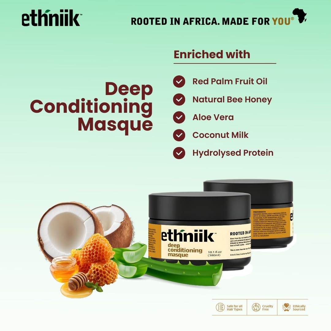 Skiennix Deep Conditioning Masque - Intense Treatment for Dry, Damaged Hair | Revitalizes & Adds Shine | Coconut Oil, Aloe Vera, Honey & Vitamin E - 10.1 fl. oz