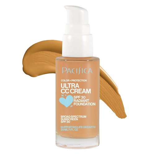 Pacifica Ultra CC Cream Radiant Foundation SPF 17 - Medium Coverage, Dewy Finish, Warm/Medium, 1 oz