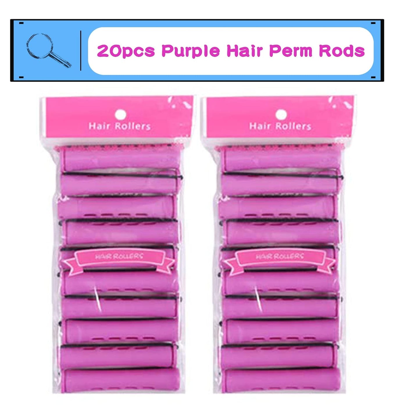 Skiennix 20-Piece Women's Perm Rods Set - Cold Wave Hair Rollers for All Hair Lengths | Purple
