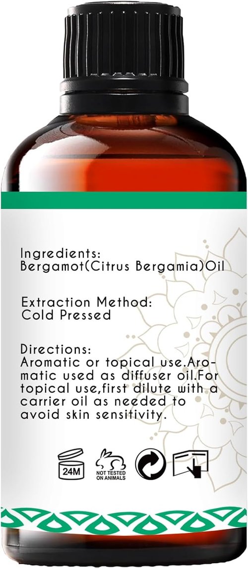 Citrus Bergamot Essential Oil - Pure Organic for Diffuser & Skin Care | 1 Oz Bottle