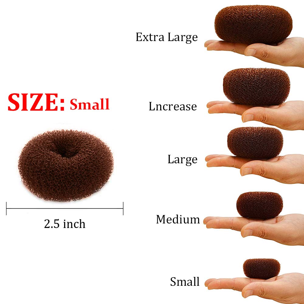 Skiennix Hair Donut Shaper - 2PCS Extra Ring Style Bun Maker for Kids' Short & Thin Hair | 2.5 Inch, Brown